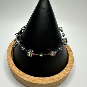 Dabby Reid Aurora Borealis Crystal Bracelet Gunmetal Gray Handmade NYC Oil Slick